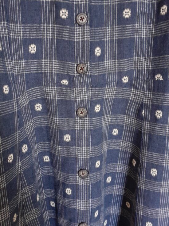 Toad&Co Maple Button Front Long Sleeve Dress Blue Navy Small Dobby Size L - Picture 5 of 12